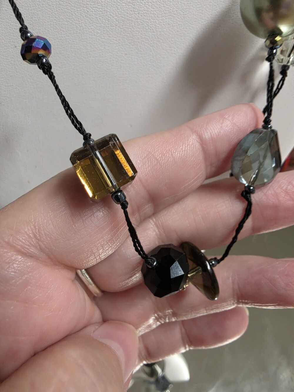 Vintage Premier Design Opera Length Faveted Glass and Acrylic Beaded Necklace - Picture 5 of 9